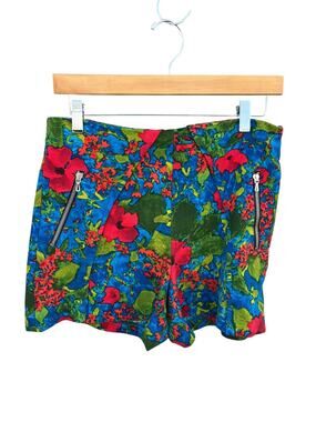 Zara Basic Women's High Rise Shorts Hippy Colorful Floral Size Medium